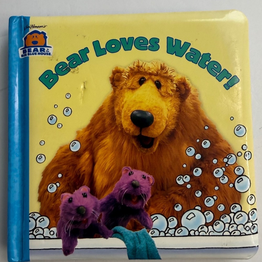 Vintage 1999 Bear in the Big Blue House Bear Loves Water Jim Henson Board Book